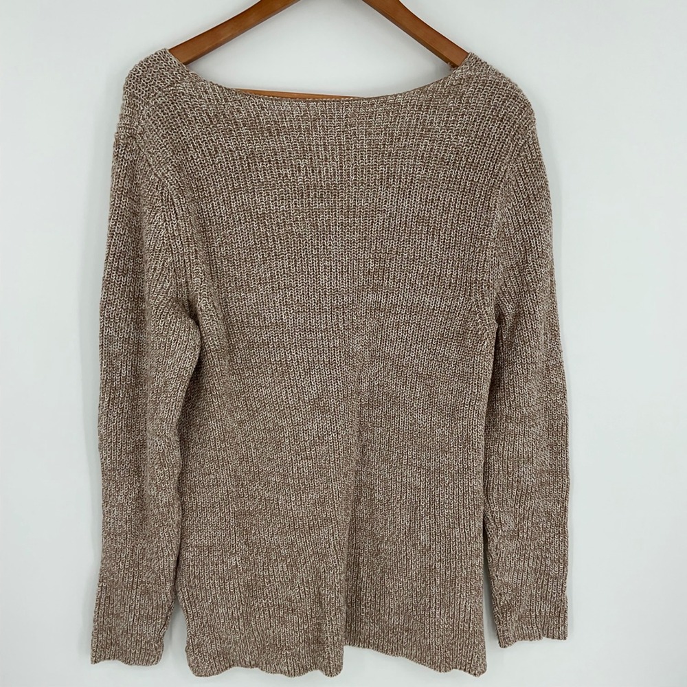 Style & Co Ribbed Pullover Sweater Walnut Heathered V-Neck Long Sleeve XL‎ - Picture 2 of 7